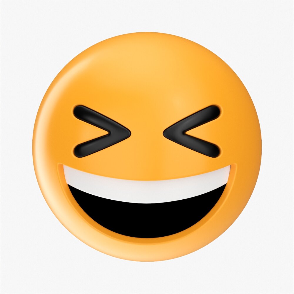 Emoji 019 White Smiling With Tighty Closed Eyes 3D 모델 