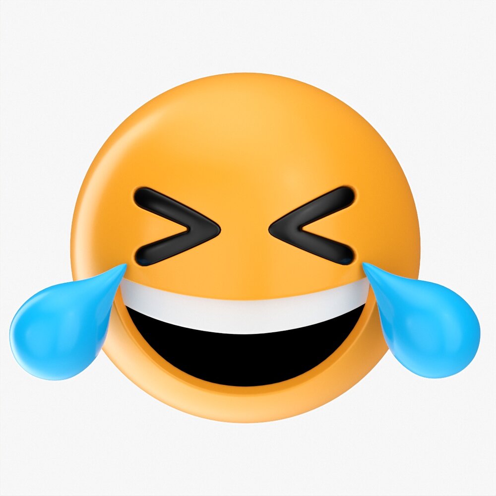 Emoji 021 White Smiling With Tears 3D 모델 