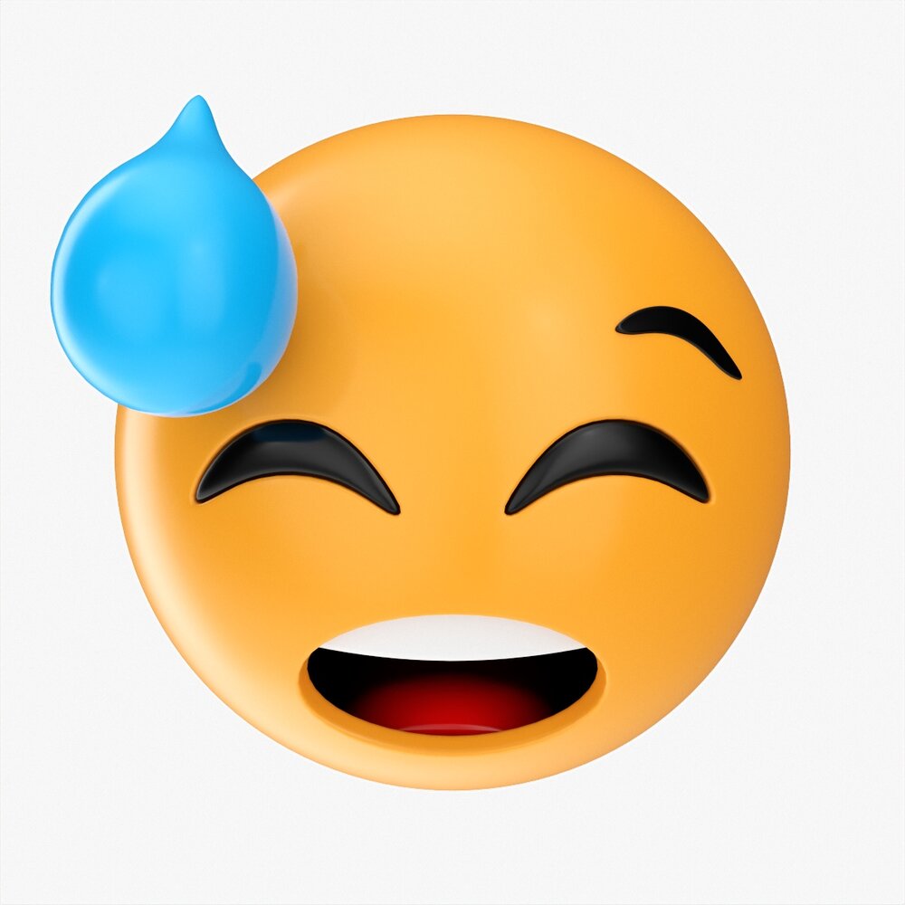 Emoji 037 Flushed With Cold Sweat 3D model
