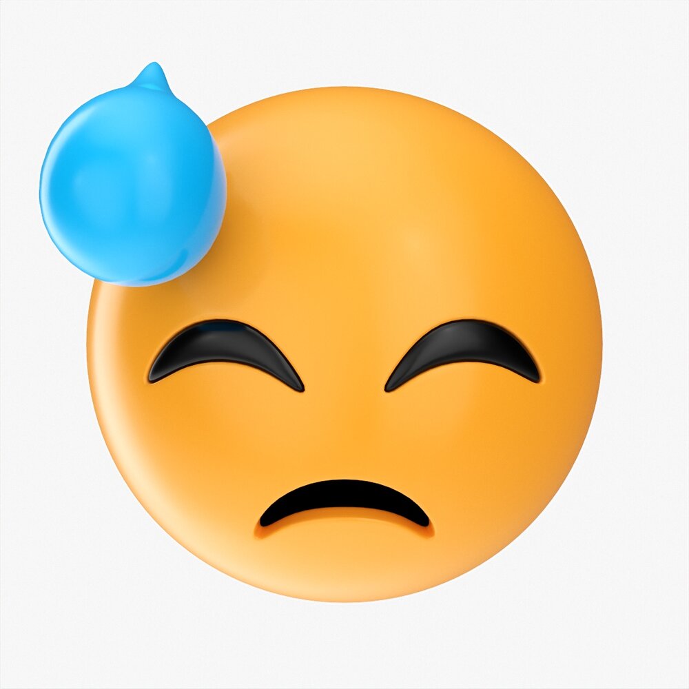 Emoji 039 With Cold Sweat 3Dモデル