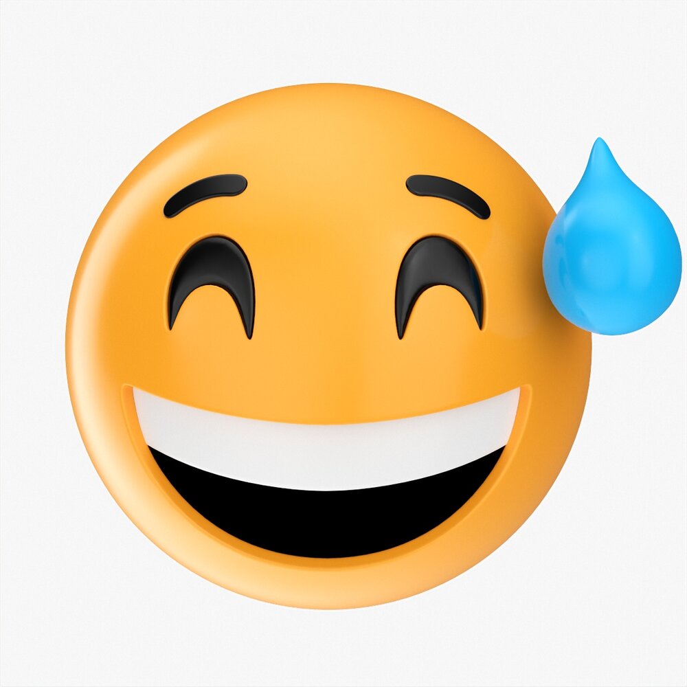 Emoji 044 Laughing With Smiling Eyes And Sweat 3D 모델 