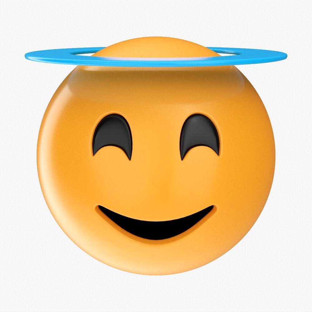 Emoji 047 Smiling With Smiling Eyes And Halo Modelo 3D