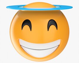 Emoji 048 Laughing With Smiling Eyes And Halo Modello 3D
