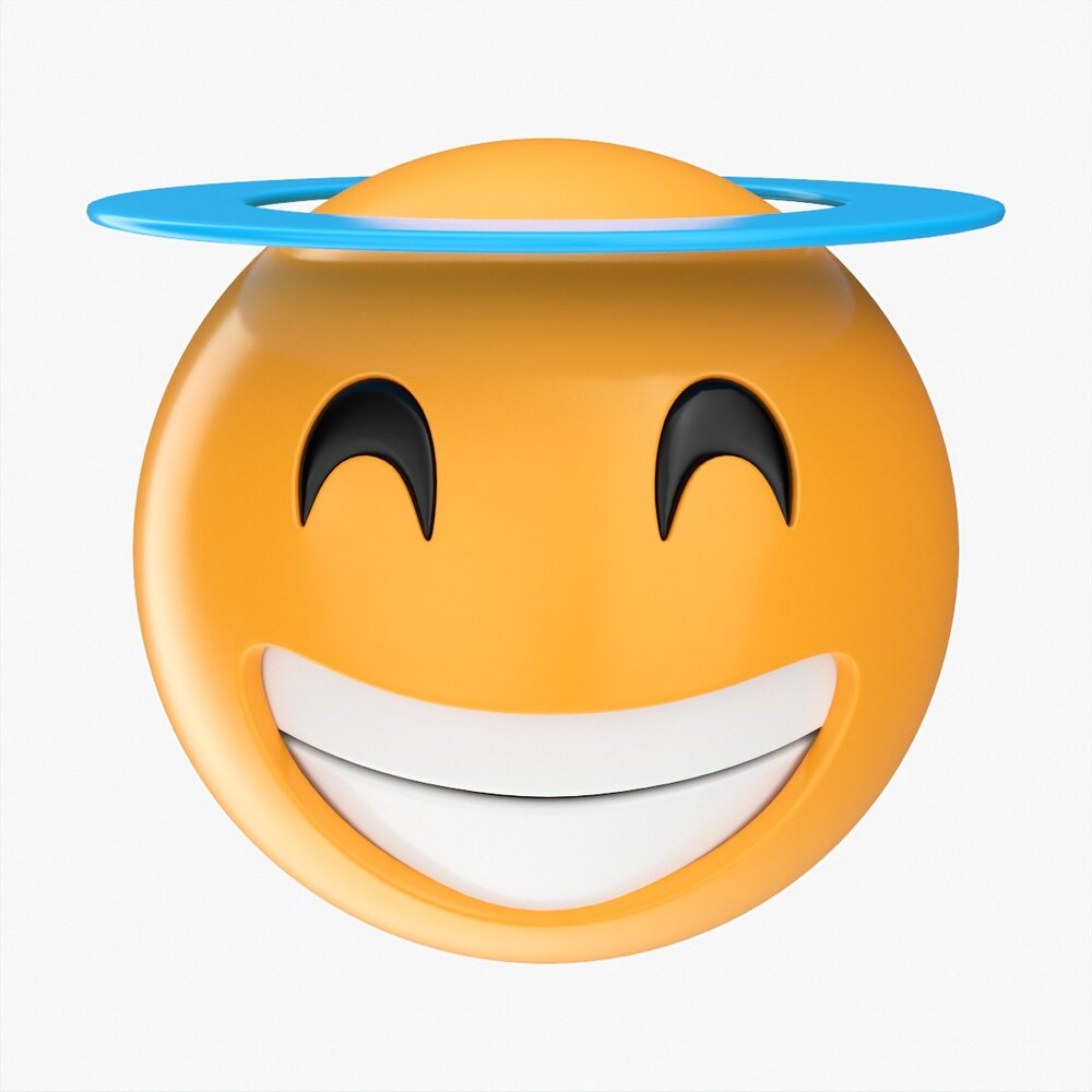 Emoji 048 Laughing With Smiling Eyes And Halo 3D model