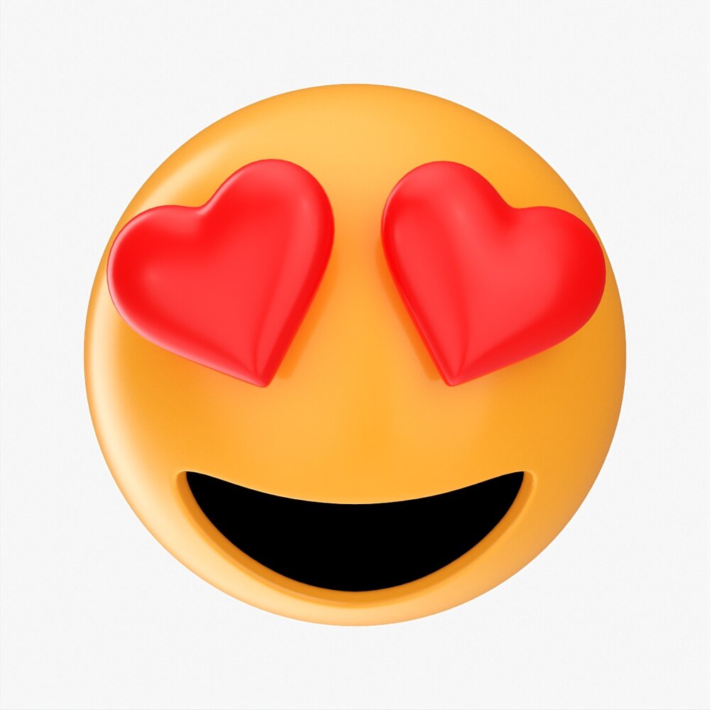 Emoji 052 Large Smiling With Heart Shaped Eyes 3D 모델 