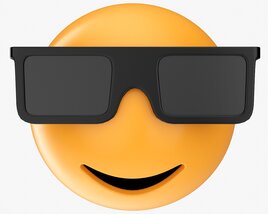 Emoji 076 Smiling With Glasses Modello 3D