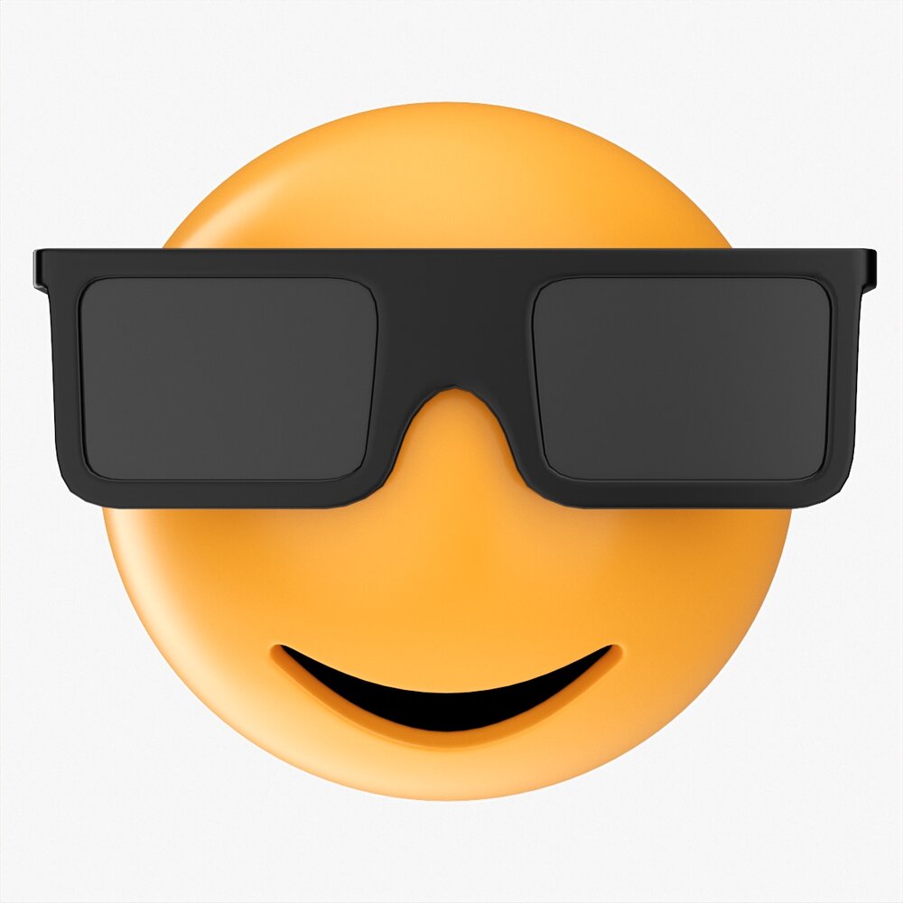 Emoji 076 Smiling With Glasses 3D-Modell