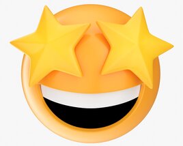 Emoji 077 Laughing With Star Shaped Eyes 3D 모델 