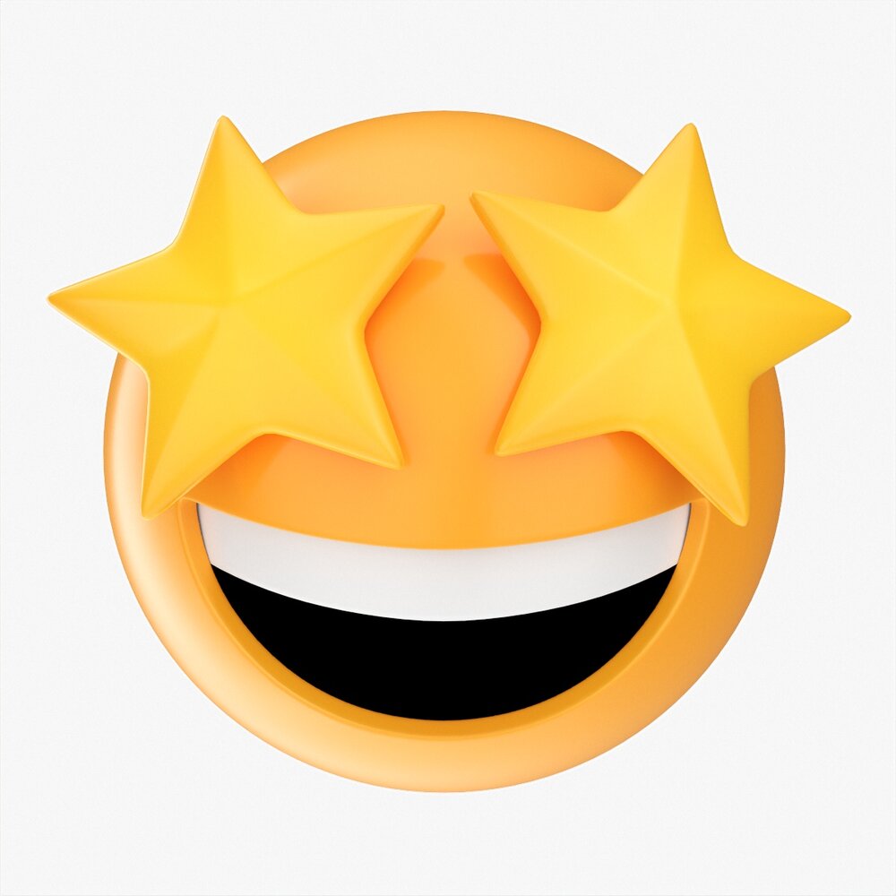Emoji 077 Laughing With Star Shaped Eyes 3D-Modell