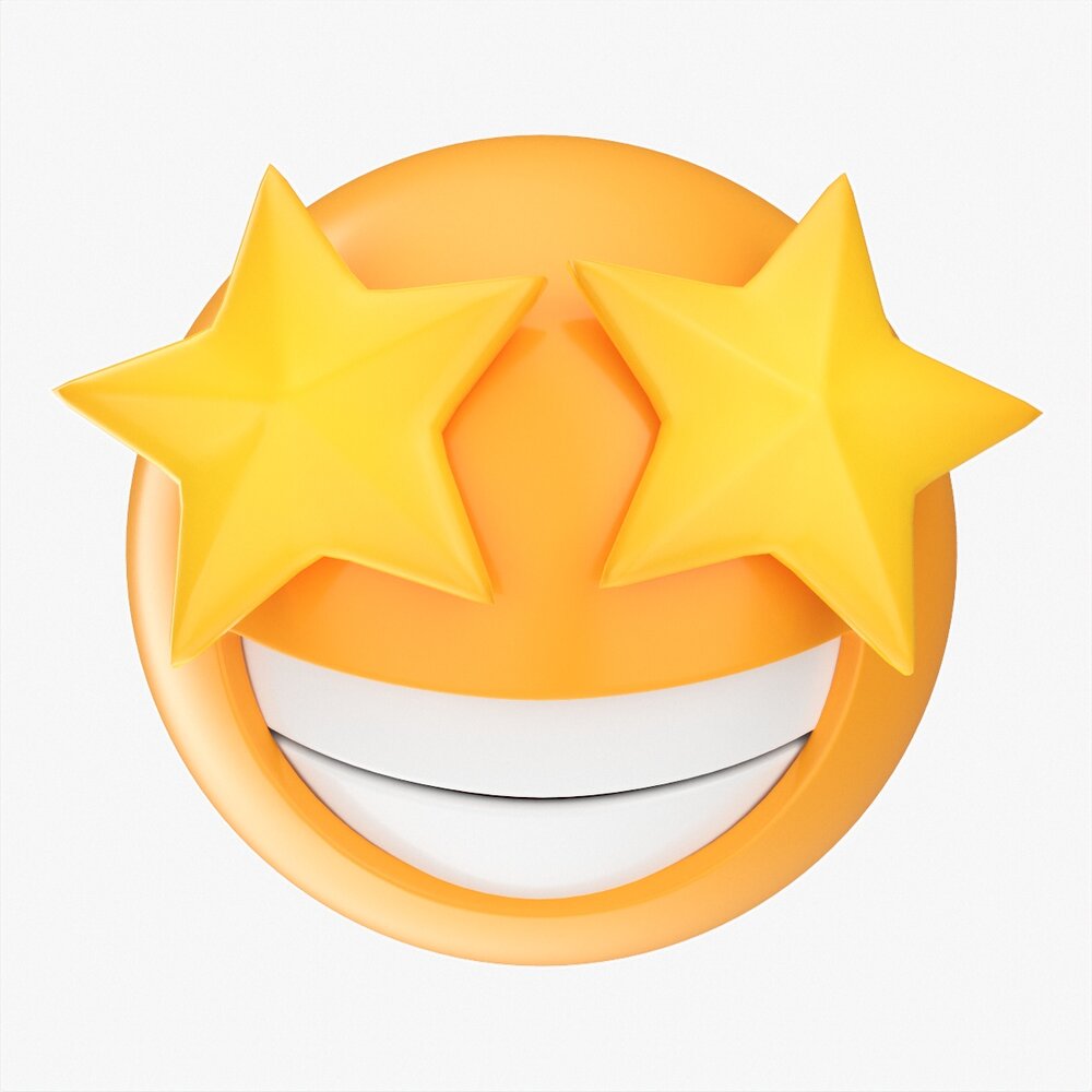 Emoji 079 Laughing With Star Shaped Eyes 3Dモデル