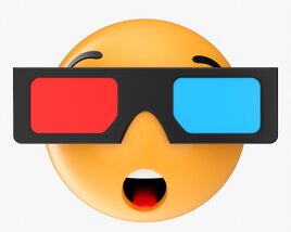 Emoji 080 Speechless With Rectangular Glasses Modello 3D