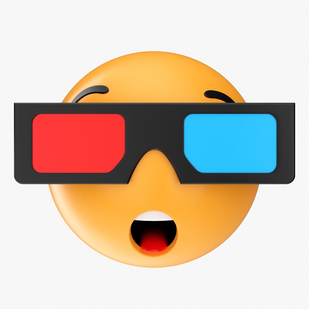 Emoji 080 Speechless With Rectangular Glasses 3D модель