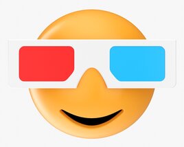 Emoji 081 Smiling With Rectangular Glasses Modello 3D