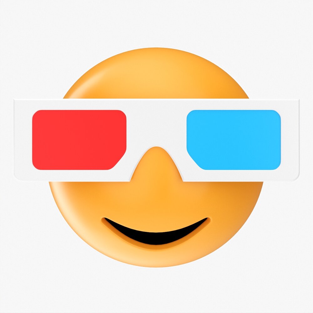 Emoji 081 Smiling With Rectangular Glasses 3D 모델 