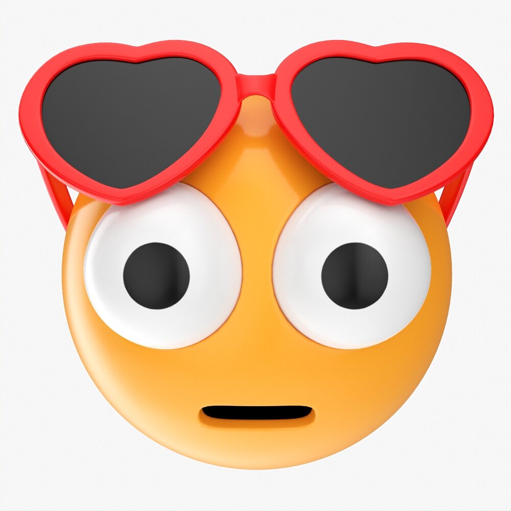 Emoji 083 With Protruding Eyes And Heart Shaped Glasses 3Dモデル