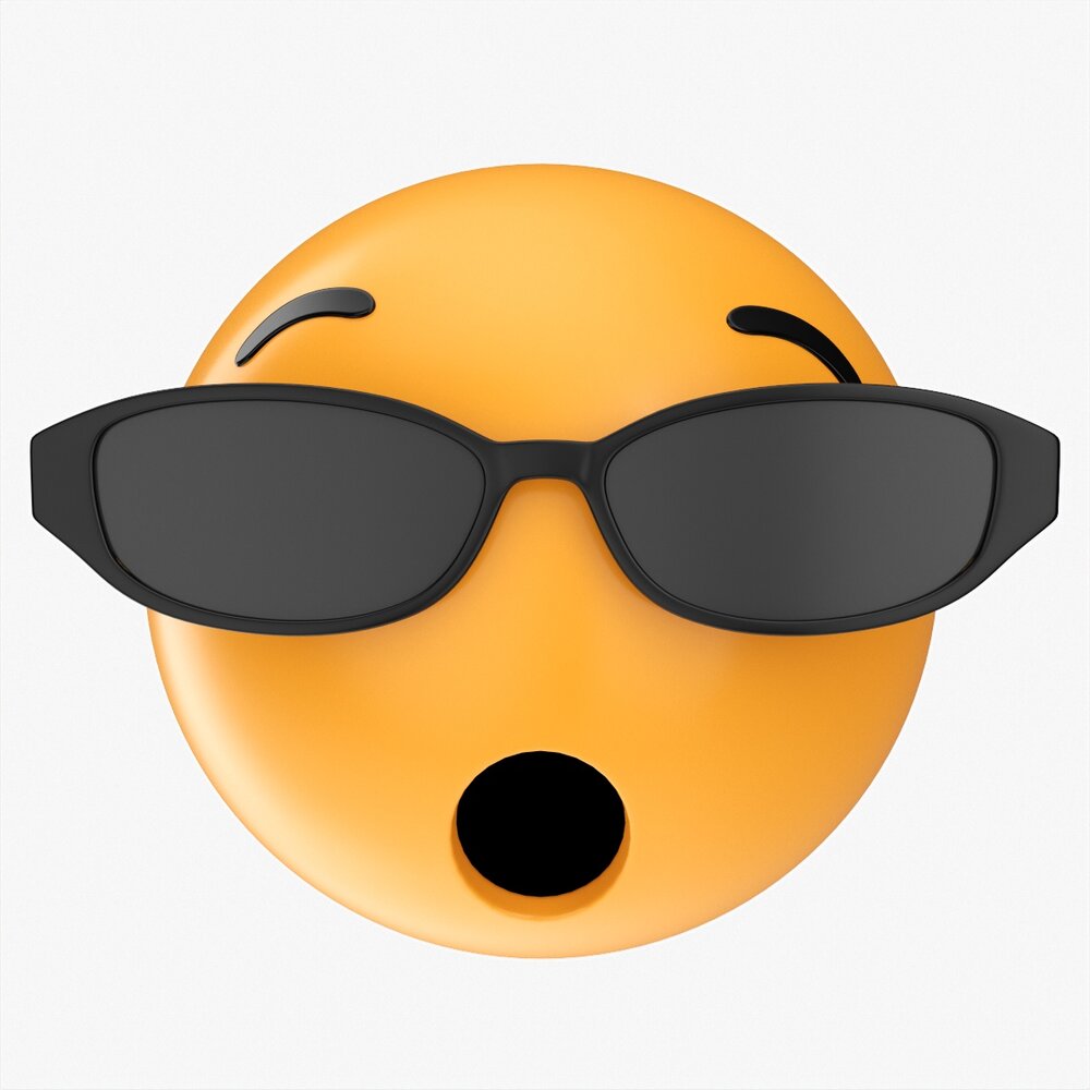Emoji 084 Speechless With Oval Glasses 3D 모델 