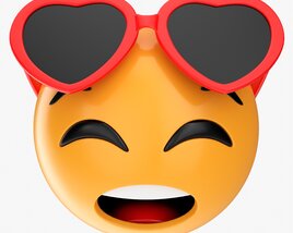 Emoji 085 Fearful With Closed Eyes And Heart Shaped Flasses 3D 모델 