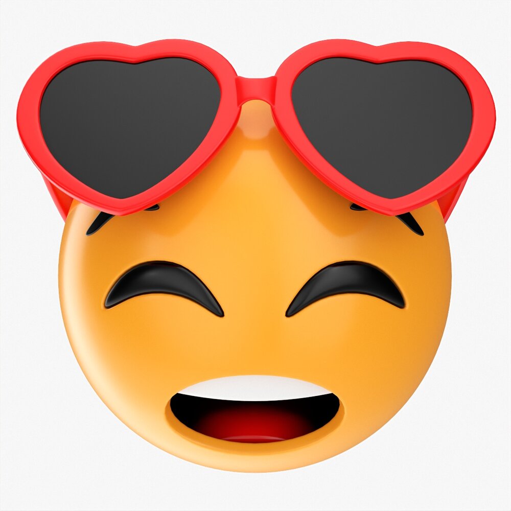 Emoji 085 Fearful With Closed Eyes And Heart Shaped Flasses 3D 모델 