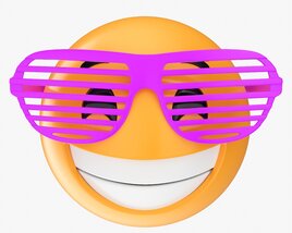 Emoji 086  Laughing With Party Glasses Modèle 3D