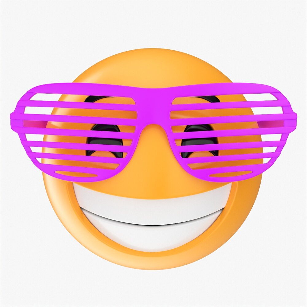 Emoji 086  Laughing With Party Glasses Modelo 3D