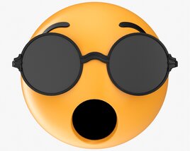 Emoji 088 Speechless With Round Glasses 3D 모델 