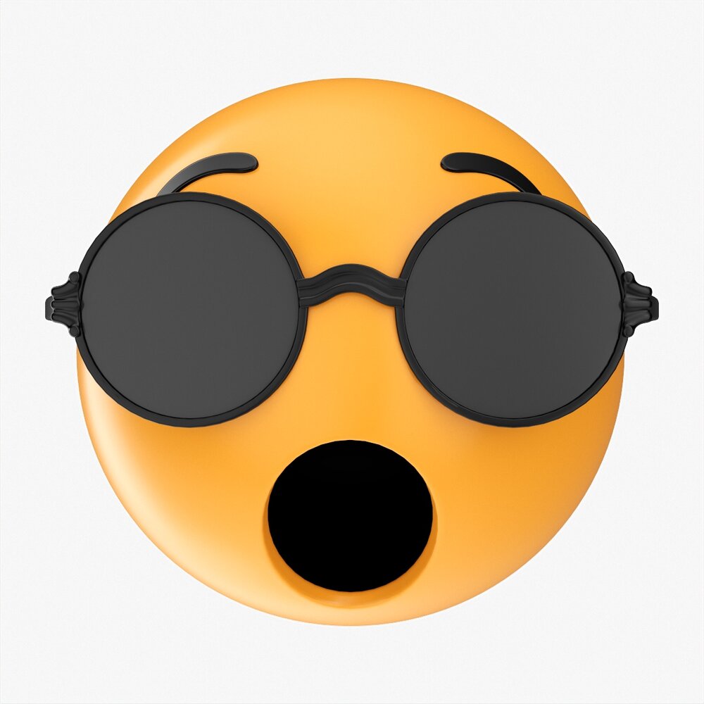 Emoji 088 Speechless With Round Glasses Modello 3D