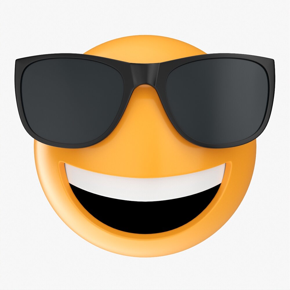 Emoji 089  Laughing With Sunglasses Modello 3D