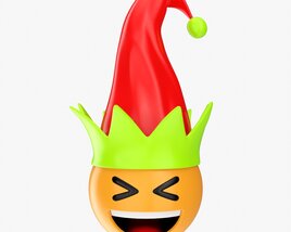 Emoji 090  Laughing With Elf Hat Modello 3D