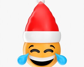 Emoji 091  Laughing With Santa Hat 3Dモデル