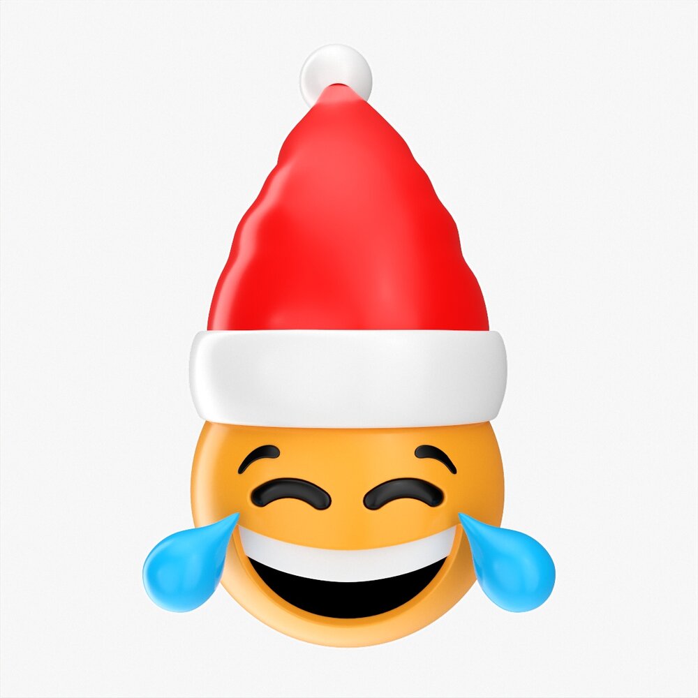 Emoji 091  Laughing With Santa Hat Modèle 3D