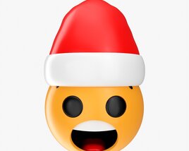 Emoji 092  Fearful With Santa Hat 3D 모델 