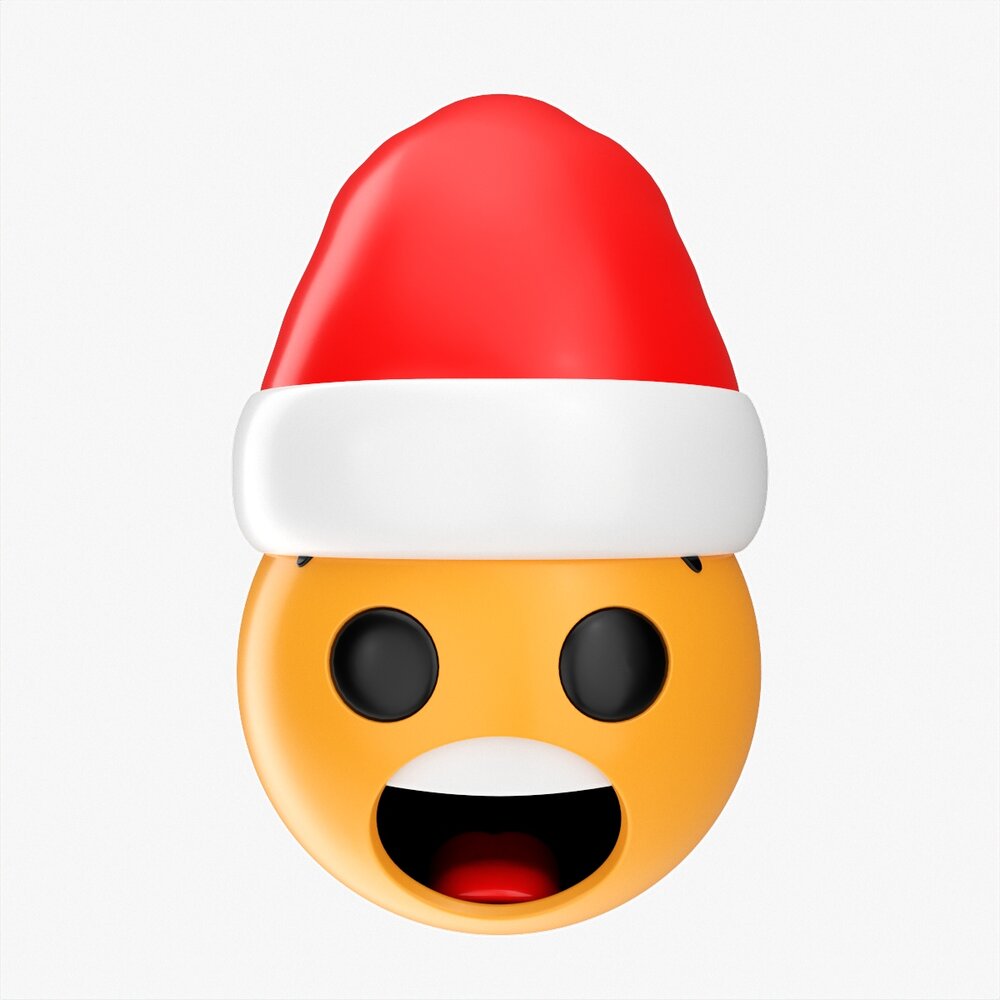 Emoji 092  Fearful With Santa Hat 3D 모델 
