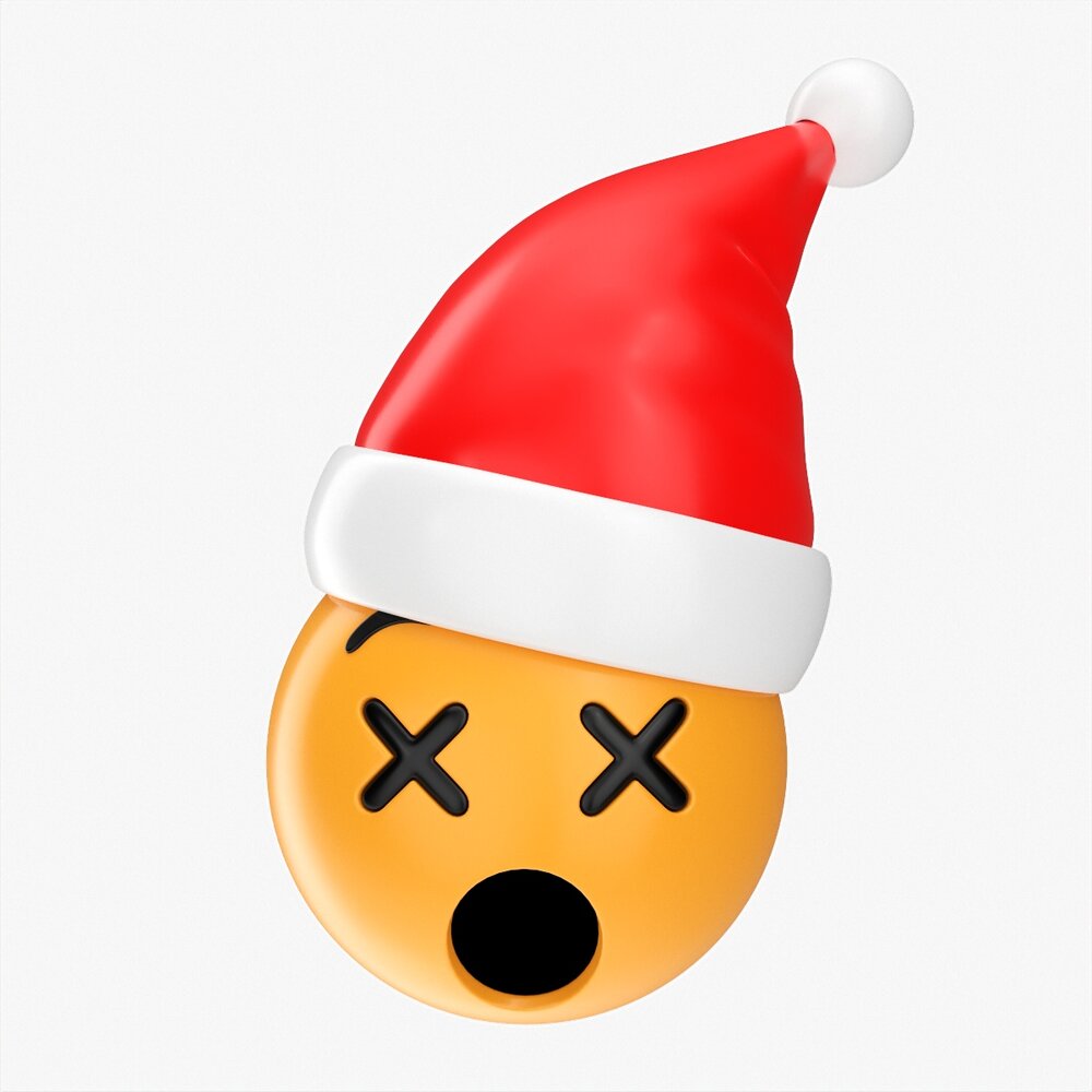 Emoji 094 Dizzy With Santa Hat Modèle 3D