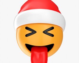 Emoji 095 With Closed Eyes Stuck-Out Tongue And Santa Hat Modello 3D