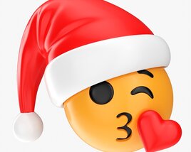 Emoji 097 Kissing Heart With Santa Hat 3D模型
