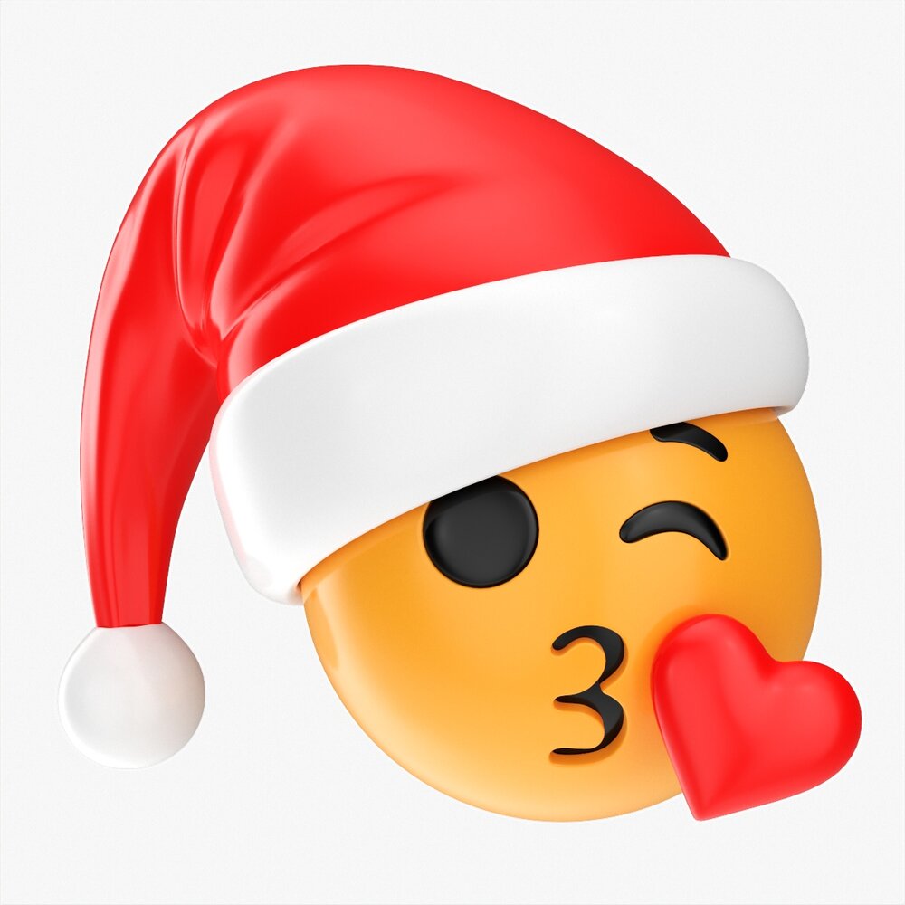 Emoji 097 Kissing Heart With Santa Hat Modello 3D
