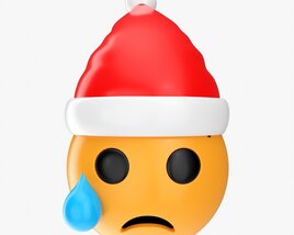 Emoji 098 Crying With Tear And Santa Hat Modèle 3D