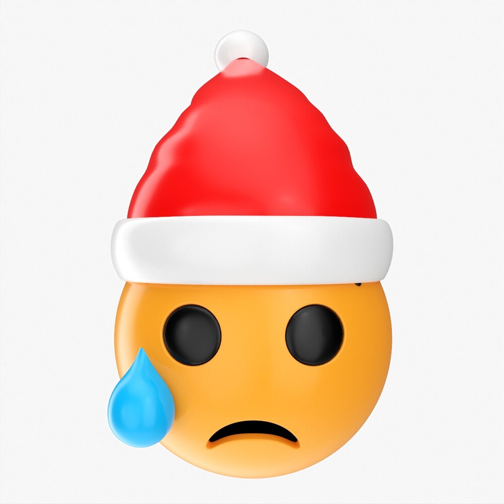 Emoji 098 Crying With Tear And Santa Hat Modèle 3D