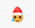 Emoji 098 Crying With Tear And Santa Hat 3D-Modell
