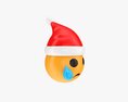 Emoji 098 Crying With Tear And Santa Hat Modelo 3d