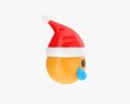 Emoji 098 Crying With Tear And Santa Hat 3D 모델 