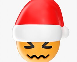 Emoji 099 Confounded With Santa Hat Modello 3D