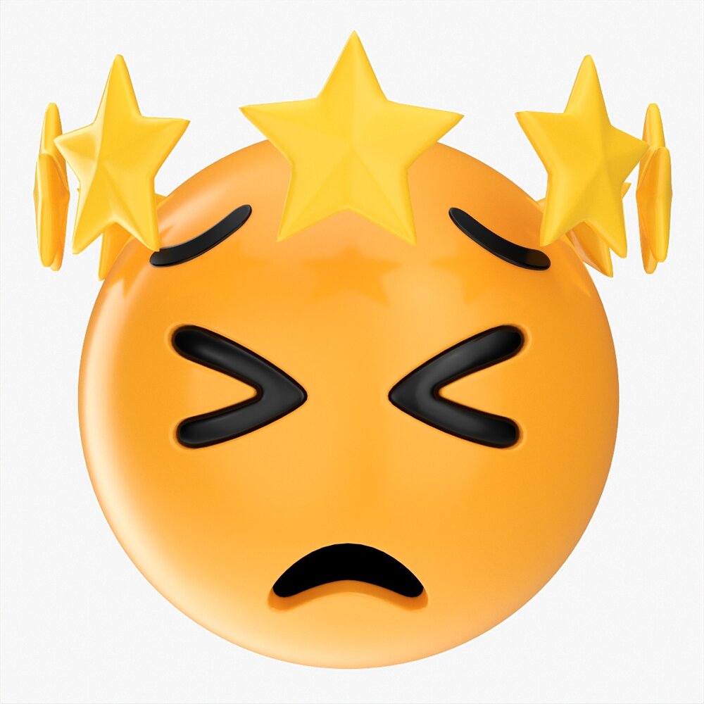 Emoji 100 Tired With Star Shaped Tiara 3D模型