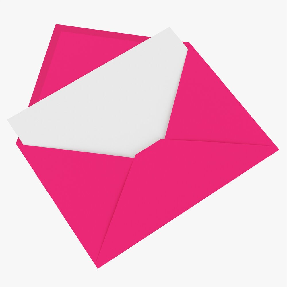 Envelope Mockup 05 Open Pink 3D 모델 