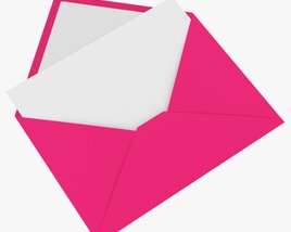 Envelope Mockup 05 Open Pink White 3D 모델 