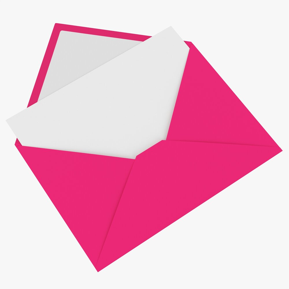 Envelope Mockup 05 Open Pink White 3D-Modell