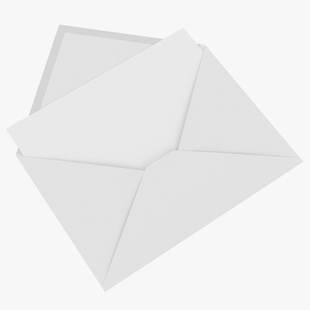Envelope Mockup 05 Open White 3Dモデル