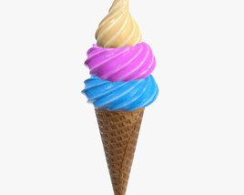 Ice Cream In Waffle Cone 03 3D модель