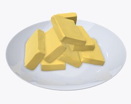 Butter Slices On Plate Modèle 3D