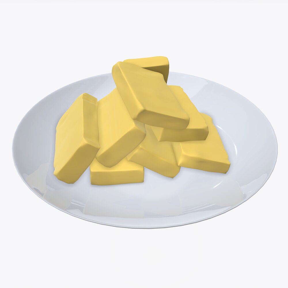 Butter Slices On Plate Modèle 3D